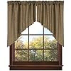 2 Soft Burlap Rustic Look Swag Curtains